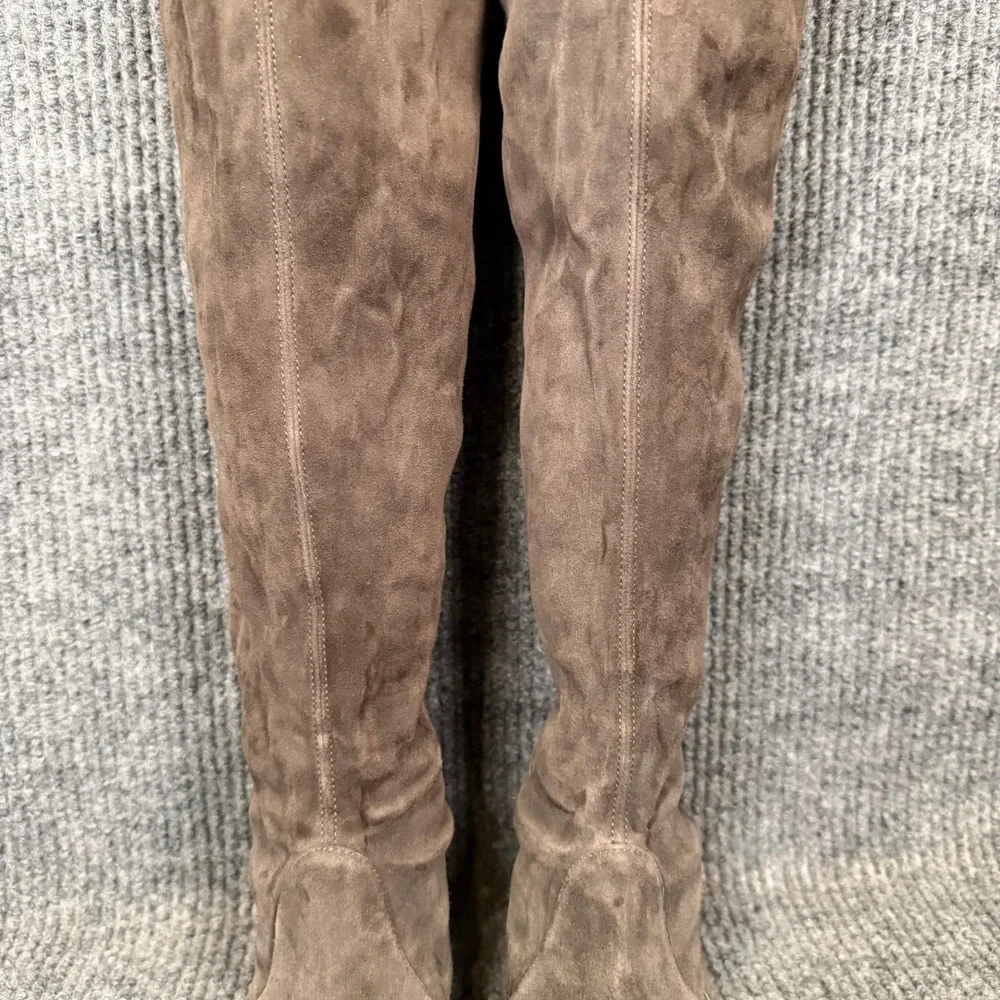 Stuart Weitzman Over Knee Boots Womens 8M Taupe Suede OTK Designer Discoloration